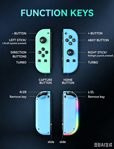 Manette <span class=keywords><strong>de</strong></span> jeu Joy-Con <span class=keywords><strong>Animal</strong></span> <span class=keywords><strong>Crossing</strong></span> vert pastel bleu gauche et droite avec éclairage RGB, fonction Turbo et moteur <span class=keywords><strong>de</strong></span> vibration six axes - Product Image 6