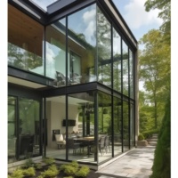 Ventanas panorámicas modernas personalizadas, puertas, vidrio templado negro, ventana de imagen fija de aluminio, estilo americano, venta con recubrimiento en polvo