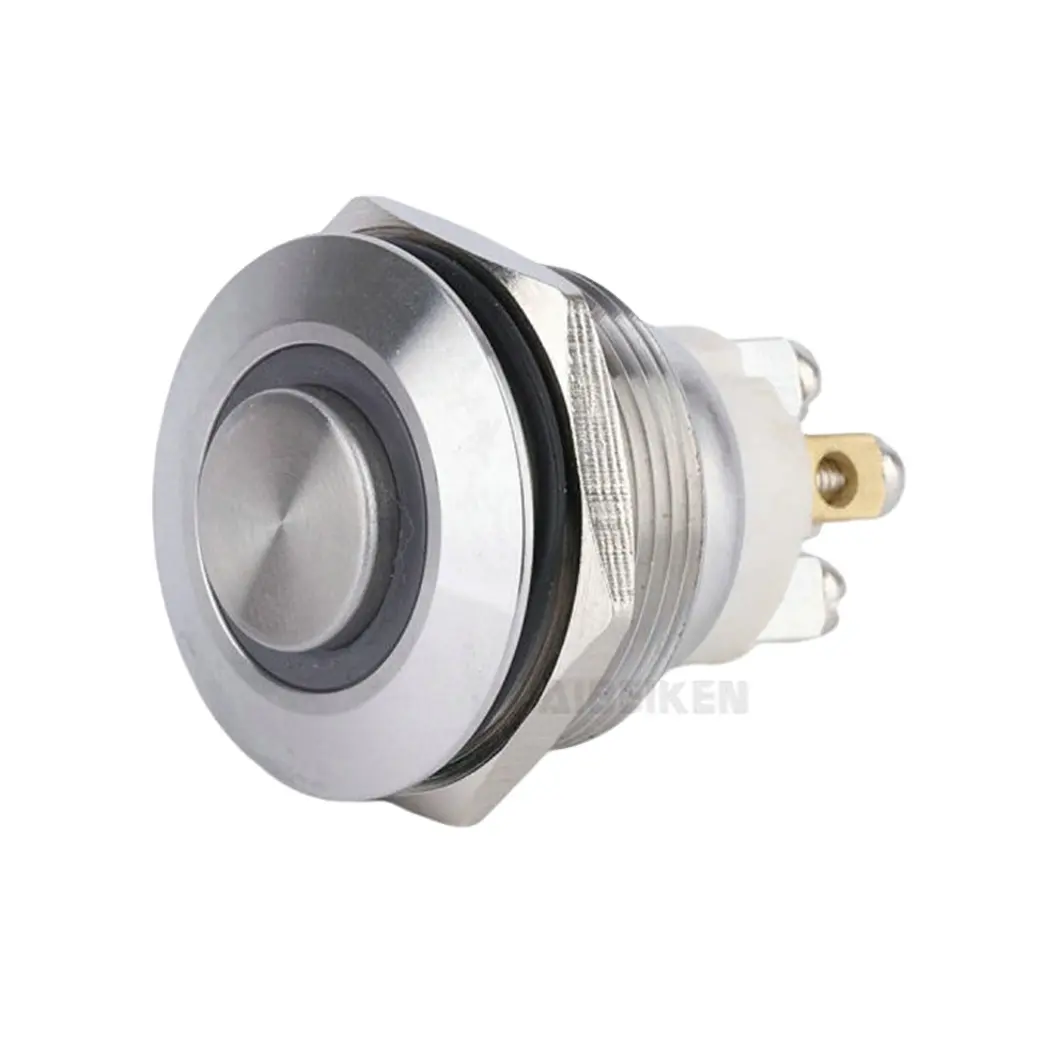 Interrupteur à bouton poussoir métallique étanche, anneau LED momentané IP65 5A de 22mm interrupteur de puissance de moteur de voiture automatique boutons mécaniques