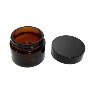 Luxury Round Cosmetic <b>Container</b> Refillable Empty Mini Eye Cream Face Cream 5g 10ml 15g 30g 50g Amber Glass Jar With Black Lids - Product Image 5
