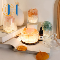 Lampe de chevet personnalisée 2023 avec logo, en pierre de sel naturelle de l'Himalaya, cristal, 7 couleurs changeantes, décoration d'intérieur, cadeau