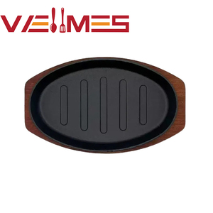 Wellmes Gusseisen-Bratpfanne mit Holzuntersetzer, ovale Form, pflanzenölbeschichtet, gas- und induktionsgeeignet, langlebig, umweltfreundlich - Product Image 2