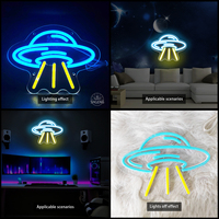 USB LED Neon işareti-çocuğun oyun odası için uzay gemisi uçan daire duvar dekorasyon doğum günü hediyesi ev ofis merkezi okullar şirketleri