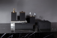 Ensemble d'accessoires de salle de bain en cuir carré de luxe moderne vendu séparément, distributeur de savon pour la décoration de la maison ou de l'hôtel