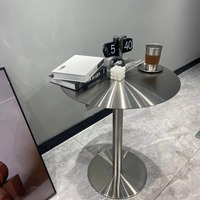 Table de bar ronde moderne en acier inoxydable argenté pour restaurant, café, salle à manger, cuisine, mobilier d'intérieur