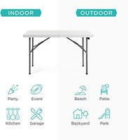 Ensemble de table et de chaises pliantes en plastique pour pique-nique, table de camping et chaise, valise trouée, 4 personnes
