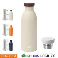 Gourde isotherme Linhui 500 ml en acier inoxydable à double paroi, bouteille d'eau sport