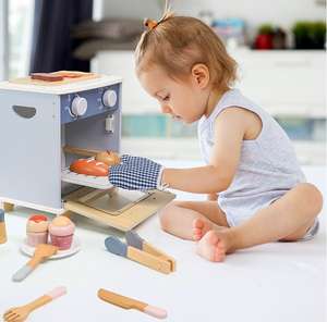 Nouveau Design Morandi couleur four <span class=keywords><strong>en</strong></span> <span class=keywords><strong>bois</strong></span> jouets semblant jouer <span class=keywords><strong>jouet</strong></span> de <span class=keywords><strong>cuisine</strong></span> pour les tout-petits ensemble de maison de jeu éducatif - Product Image 2