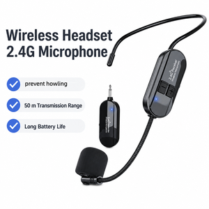2,4G Kabelloses Headset-Mikrofonsystem 50M Reichweite 6H Akkulaufzeit <span class=keywords><strong>Plug</strong></span> & Play Kopfbügelmikrofon für Lehrer Reiseleiter Moderatoren Kirche - Product Image 3