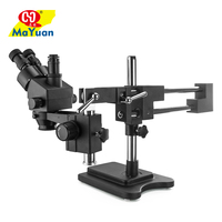 Double Boom Stand Zoom Trinocular Stereo Microscope for Mobile Phone PCB Soldering 7-45X