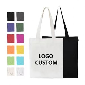 Screen Printed Eco-Friendly Organic Cotton Canvas Tote <b>Bag</b> with Zipper Blank Handled Shoulder Shopping <b>Bags</b> for Promotion - Product Image 2