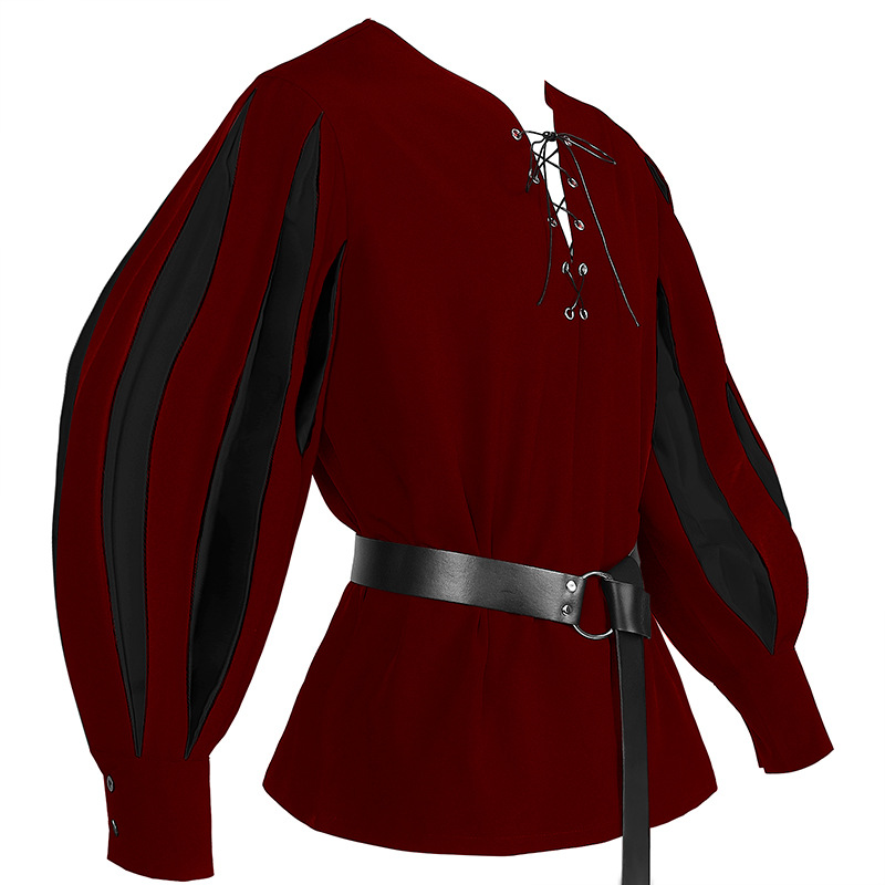 Patchwork Shirt - Red body and Black Sleeves [with