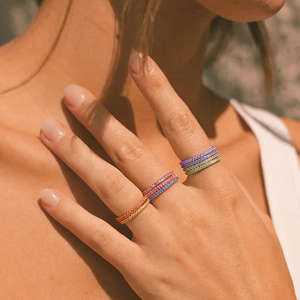 Bague <span class=keywords><strong>en</strong></span> zircon pierre de naissance <span class=keywords><strong>en</strong></span> acier inoxydable, étincelante, durable, inaltérable, design superposé, bijoux de mode pour femmes, usage quotidien - Product Image 1