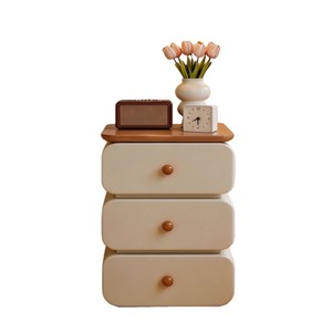 Table <span class=keywords><strong>de</strong></span> chevet ultra-étroite en bois massif, nouvelle armoire <span class=keywords><strong>de</strong></span> rangement ultra-étroite pour chambre à coucher, style bois naturel crème - Product Image 6