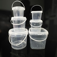 Lot de Seaux en Plastique PP Transparent avec Couvercle 300ML/500ML/1L/2L/3L/5L/6L/8L/10L, Conteneurs Vides pour Stockage de Liquides, Crèmes, Aliments, Pâtisserie et Cuisine