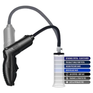 เครื่องปั๊มสุญญากาศสำหรับยืดหนังหุ้มปลายอวัยวะเพศชาย พร้อมเกจวัดแรงดัน ท่อซิลิโคน SM ปั๊มมือ ของเล่นทางเพศสำหรับผู้ชาย สีดำ - Product Image 2