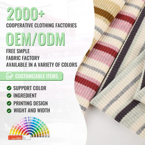 Tela de punto acanalado teñida con hilo TR, tejido de punto acanalado entrelazado con rayas, viscosa de color neón, textil de punto para ropa de moda. - Product Image 3