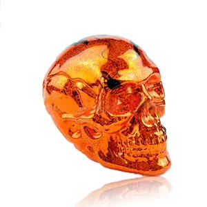 Color Naranja de Halloween del cráneo decoración de vidrio de