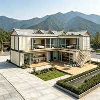 Grande maison préfabriquée modulaire combinée à deux étages en conteneur maritime, villa de station balnéaire montagne personnalisée, atelier multi-chambres