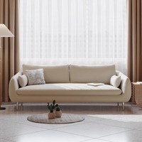 Sofá de 2 plazas de tamaño pequeño de estilo minimalista moderno para sala de estar sofá de apartamento Seccional de terciopelo suave con patas de metal
