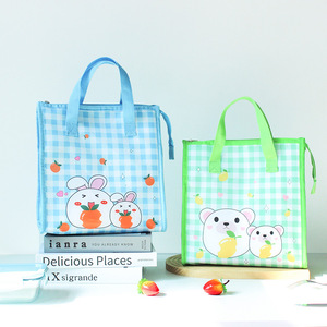 Sac à déjeuner à carreaux avec dessin animé, isolé et épaissi en feuille d'aluminium, pour l'école, les pique-niques et les trajets quotidiens - Product Image 4