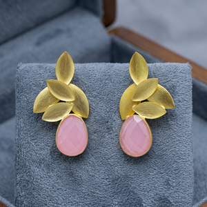 Stainless Steel Children's <b>Huggie</b> Earrings Handmade Bezel Setting Chalcedony Stud Earrings for Party Fashion - Product Image 3