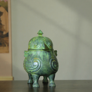 Coperchio per Contenitore a Forma di Gufo in Ottone Xiaoyou, Scultura Artistica Antica, Modello con Tecnica di Fusione, Souvenir da Collezione, Vendita all'Ingrosso - Product Image 5