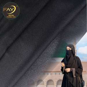 Tissu niqab en mousseline de laine populaire 100% polyester mousseline de soie indonésie tissu <span class=keywords><strong>abaya</strong></span> noir pour tissu d'été - Product Image 4
