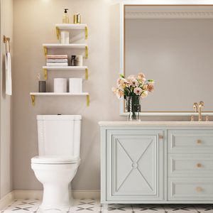 <span class=keywords><strong>Estantes</strong></span> Flotantes de Madera <span class=keywords><strong>para</strong></span> Montar en la Pared, <span class=keywords><strong>para</strong></span> Dormitorio, Baño, Sala de Estar y <span class=keywords><strong>Cocina</strong></span>, Blanco y Dorado - Product Image 3
