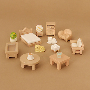 מכירת חיסול רהיטים מיניאטוריים ידידותיים לסביבה, עבודות יד משרף, סט ריהוט לבית בובות בסגנון טלוויזיה/קולנוע הכולל ספה, כיסא מיניאטורי, שידת לילה ושולחן צד למיטה. - Product Image 4