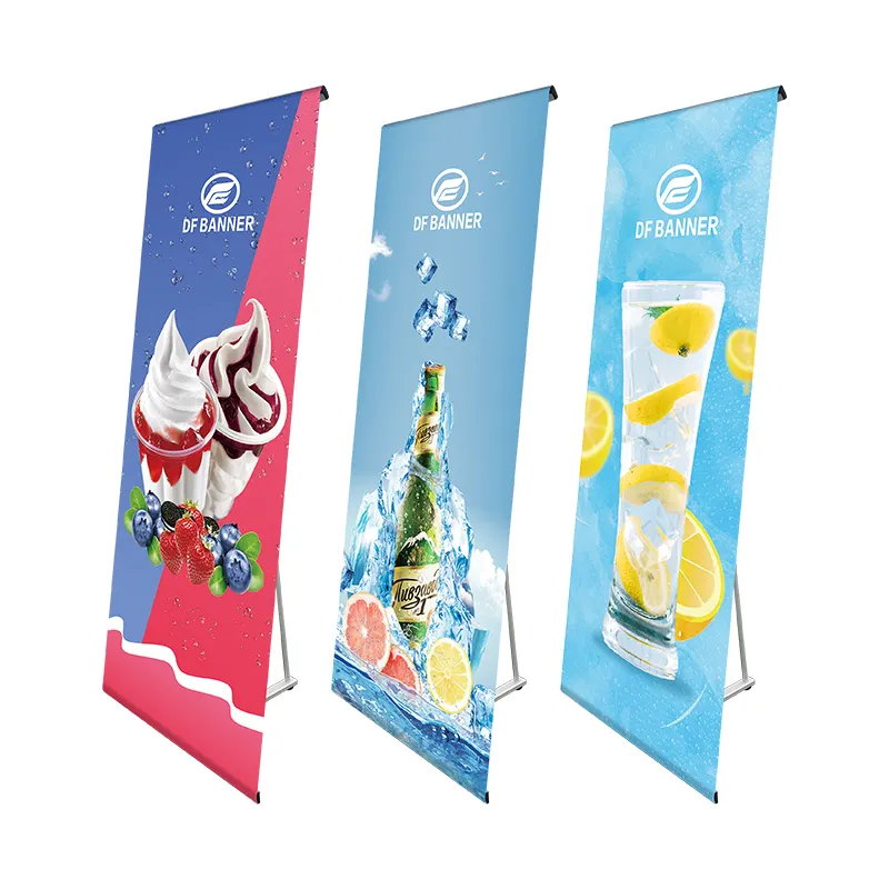 Aangepaste Buitenreclame Promotionele Winddichte Aluminium L-Vorm Display Banner