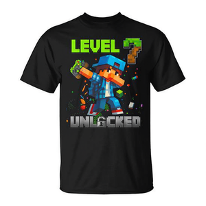 Camiseta de cumpleaños Level 7 Unlocked Pixel Gamer para niños, talla 7 años - Product Image 2