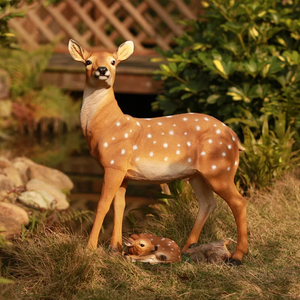 맞춤형 공원 장식 유리 섬유 실물 크기 사슴 조각 폴리 수지 크리스마스 야외 장식품을위한 현실적인 사슴 - Product Image 1