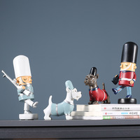 Figurine de soldat casse-noisette et chien en résine de style nordique, 4-4,9 pouces, décoration de chambre d'enfant, poupées non toxiques pour l'intérieur