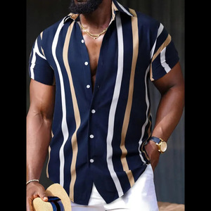 Nuova estate camicia da <span class=keywords><strong>uomo</strong></span> stampata 3D stile europeo americano a maniche corte con risvolto Casual personalità - Product Image 4