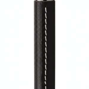 Black Leather Wrapped Rollerball Ballpoint <b>Pen</b> Set with <b>White</b> Stitching Polished Silver-Tone Metal Trim for Custom Logo Executi - Product Image 6