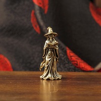 1 ud. Escobas de cobre chapado, objetos decorativos retro de brujería mágica, artesanías decorativas de escritorio, pequeños adornos.