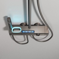 Ensemble de douche multifonctionnel haut de gamme en cuivre brossé chromé avec affichage numérique intelligent, jet doux, lumière d'ambiance et barre coulissante – Nouveauté irrésistible
