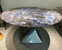 Nouvelle table à manger ronde en FRP avec plateau en marbre artificiel, style artistique, pour restaurant, mobilier de Foshan