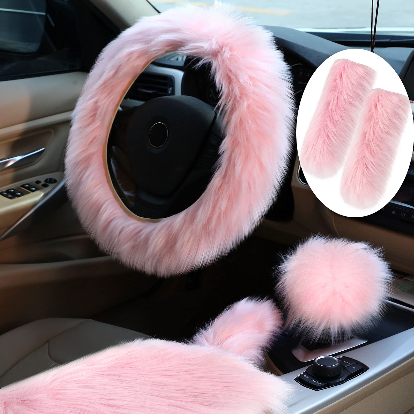 Furry Non-Slip Car Decor Fluffy Steering Wheel Cover - Universal Fit - Yiwu Jingzhi Jewelry Co., Ltd