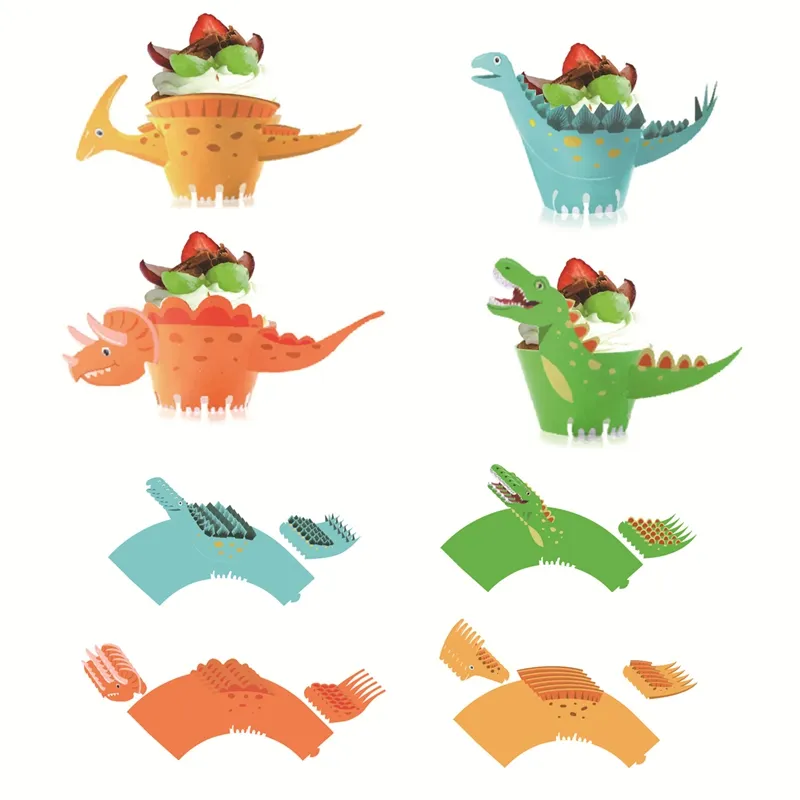 Huiran Birthday Dinosaur Party Cupcake Wrappers Toppers Cake Decorations Baby Shower1st Birthday Theme Party Supplies