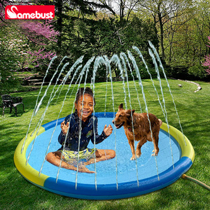 Tapis gonflable à jet d'eau Amebust, rond de 170 cm, pour jeux en plein air pour enfants et animaux domestiques, avec fonction d'arrosage - Product Image 1