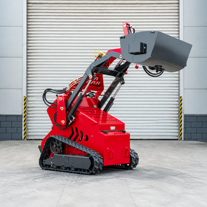 Mini-chargeuse compacte sur chenilles rouge, avec mélangeur à double cylindre, godet à grille et chenilles en <span class=keywords><strong>caoutchouc</strong></span> doubles - Product Image 5