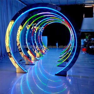 Arche de mariage en acier inoxydable FURUN, lanterne colorée avec fond métallique, fournitures de décoration pour événements et fêtes - Product Image 1