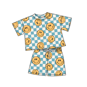 Preorder Boutique estiva occidentale clothet Plaid stampa con sorriso set da ragazza per bambini piccoli abiti - Product Image 3