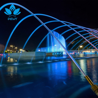 Grande fontaine d'eau extérieure lumineuse avec jets LED multicolores programmables et scintillants pour projets de centres commerciaux et de places publiques