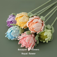 Tige de Protea en amigurumi faite à la main, couleur pastel douce, fleur élégante et minimaliste, cadeau pour la décoration de vase et de bouquet
