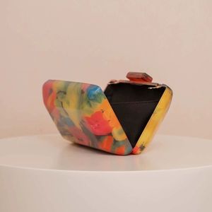 Padrão De Mármore Amarelo Fecho Hand Bags Mulheres Ombro Messenger Purse Feminino Evening Party Travel Girl Lady Acrílico Box Embreagens - Product Image 5