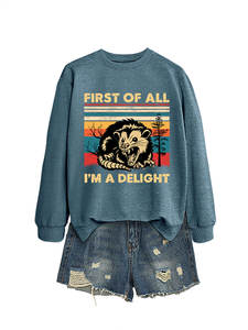 Felpa con Cappuccio Casual da Donna 'First of All I'm Delighted' per Autunno e Inverno, Manica Regolare, Stampa con Colletto Abbottonato - Product Image 3