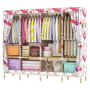 Портативный шкаф для аренды Тканевый шкаф для одежды подвесной шкаф деревянная простая многослойная портативная полка